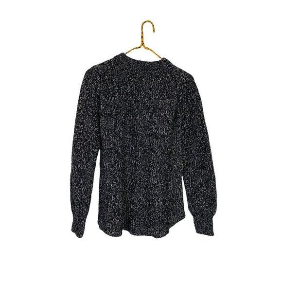 Athleta Black White Marl Knit Pullover Sierra Crew Sweater Size Xsmall - Picture 3 of 5